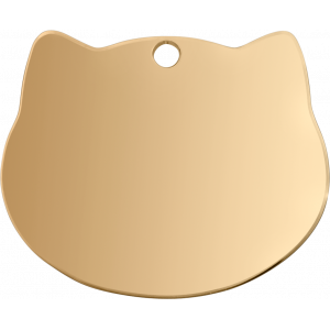 Cat shape Gold Tag Gold stainless steel cat-shaped pet tag with rounded edges, smooth finish, and a top hole for split ring attachment.