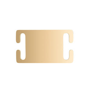 Gold slide-on stainless steel dog tag with smooth finish, 45mm x 25mm, designed to fit securely onto dog collars.