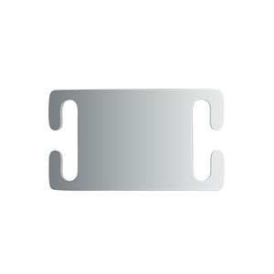 Silver slide-on stainless steel dog tag with smooth finish, 45mm x 25mm, designed to fit securely onto dog collars.